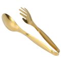 FORIDE 2X Stainless Steel Food Tongs Gold Kitchen Utensils Buffet Cooking Tools BBQ Clips Bread Steak Tong. 