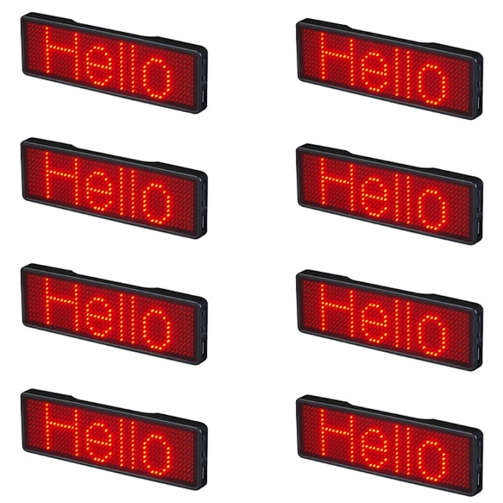 (GGBR) 8X Bluetooth LED Name Badge Rechargeable Light Sign DIY ...
