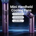 Mutli-Purpose Portable Mini Cooling Fans Rechargeable Lipstick Size Handheld Folding Fan Digital Display Ice Compress Neck Hanging Fan Summer Travel. 