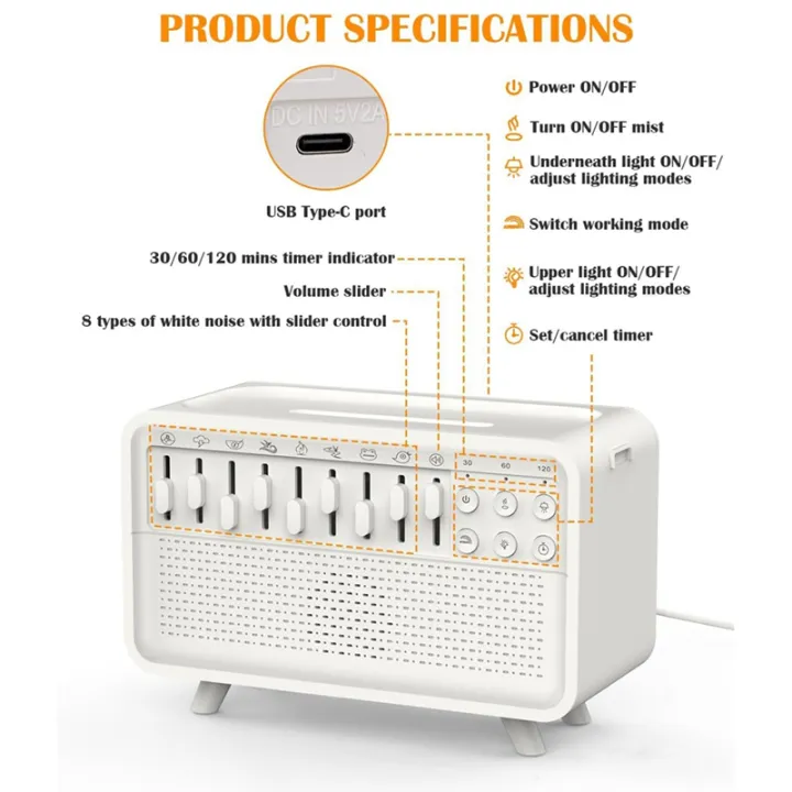 ARELENE%20White%20Noise%20Machine%20Diffuser%20Air%20Aroma%20Diffuser%20Humidifier%20with%208%20White%20Noise%20Adjustable,%20Night%20Light,%20Bluetooth%20Speaker%20-%20Image%203