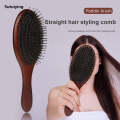 Sutuiying Women's Hair Comb Scalp Massager Bamboo Handle Professional Original Boar Bristle Airbag Hairbrush for Thick Thin Curly Wet Hair. 
