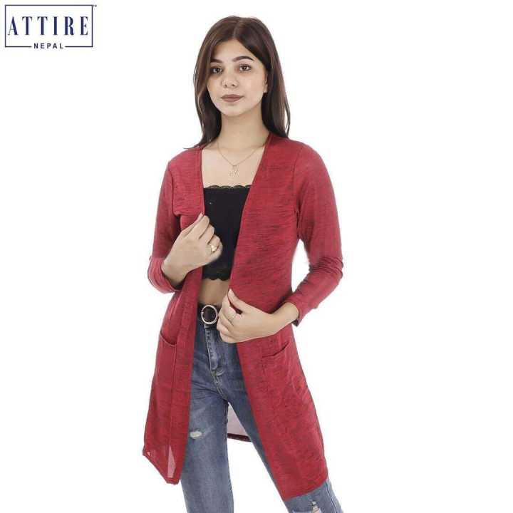 Attire Nepal Red Ladies Outer (OT-17)