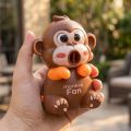 Cute Design 3 Speed Adjustable Monkey Hanging Cup Fan Quiet Operation Cartoon Style Portable Desktop Fan Pet Style Clip On Design Rechargeable Fan Desktop Use. 