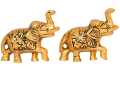 Handicrafts Set of Two Piece Metal Sculptures Elephant Pair for Showpiece and Decoration | Elephant Statue Pair in Golden Finish Having Attractive Look Decorative Showpiece - 6.25 cm  (Brass, Gold). 