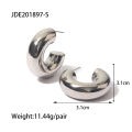 Pebbles Nepal Stainless Steel Retro Chunky Hoops Trendy Aesthetic Hollow Half Hoop Earrings for Women. 