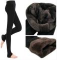 Thick Fleece Fur Lined Black Leggings For Women. 