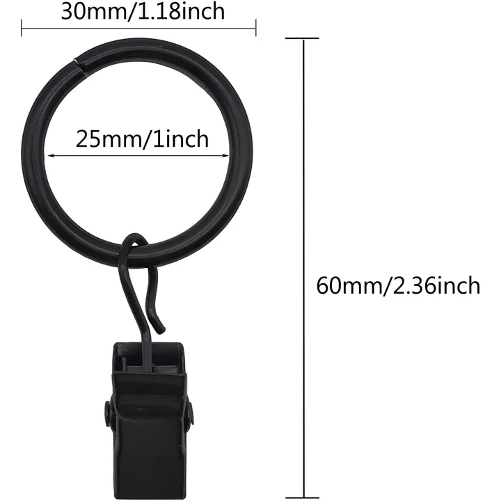 NAMUNY%2042%20Packs%20of%20Curtain%20Ring,%20with%20Clips,%20Decorative%20Curtains,%20Rust,%20Retro,%201%20Inch,%20Inner%20Diameter,%20Black%20-%20Image%202