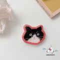 Trendy Universal Phone Case Bracket Funny Black Kitten AirBag Phone Holder Creative Adhesive Drop Glue Retractable Stand Cartoon Litten Cat Cute Puppy Painting Phone Stand Support. 