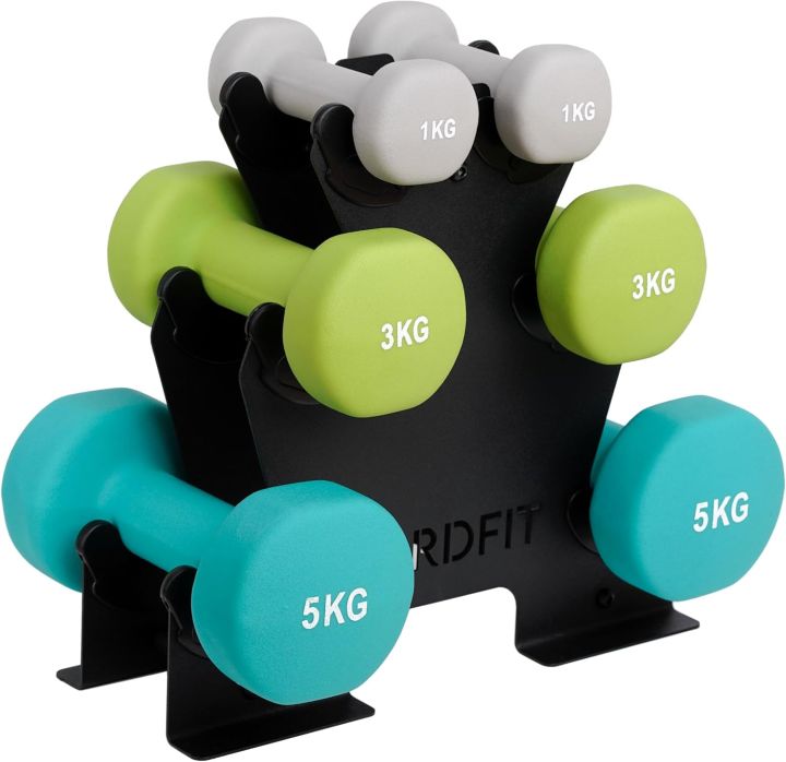 Dumbbell Rack - Compact Metal Weight Stand for Home Gym - Space Saving Organizer for 3 Pairs of Dumbbells (Max 100kg)