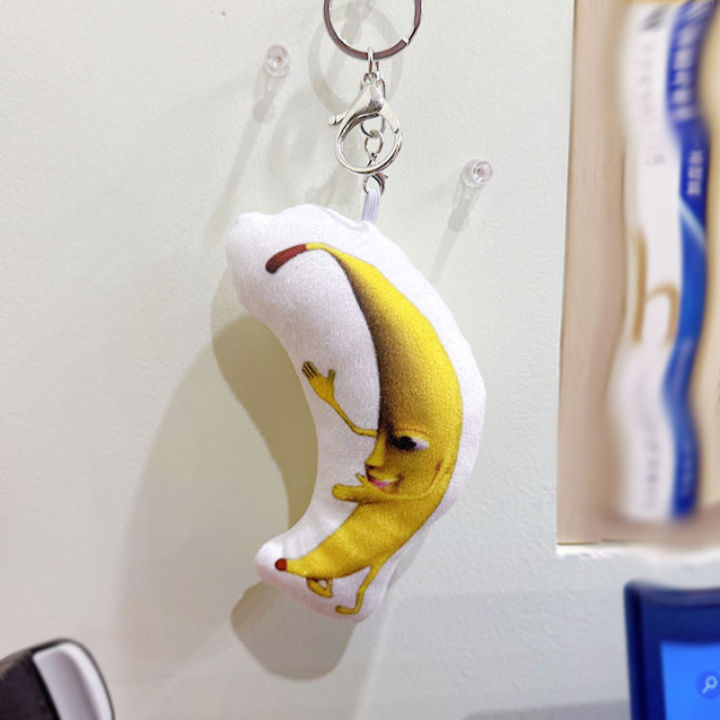 Korean New Cartoon Large Banana Plush Keychain Squeak Sound