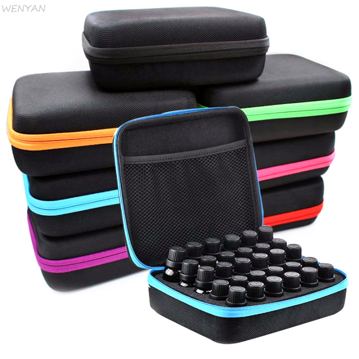 WENYAN 【Aesth Diary Store】Grids Essential Oil Case Bottles Perfume Oil Box Travel Portable Carrying Holder Nail Polish Storage Bag