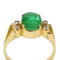 14K  Gold,With Emerald & Diamond Embellished Ring For Women. 