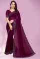 Fashionable Embellished Purple Georgette Silk Blend Saree For Women With Lace Banglori Blouse (Unstitched). 