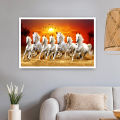 Seven Horse Vastu Art Printed in Plastic Frame. 