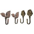 fasdaga 2 Pair Wall Hooks: 1 Pair Metal Rose Flower Curtain Tie Back Tieback Holders Wall Hooks & 1 Pair Iron Leaf Shaped Curtain Tie Backs Holders Wall Hooks. 