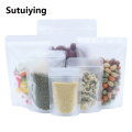 Sutuiying transparent bag 100pcs Frosted Plastic Transparent Bags Stand Up Zip Lock Pouches Food Packaging Bag for Bean Grains Tea Storage with Tear Notch. 