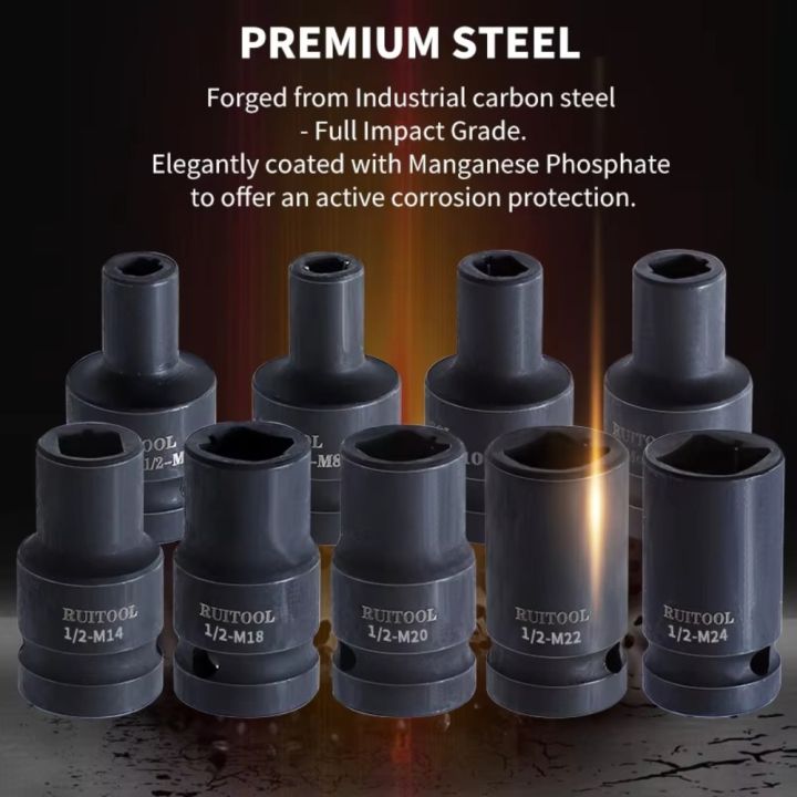 Durable M6-24 1/2 "Square Hole Taper Socket Chrome-molybdenum Steel Quick Change Thread Taps Machine Tap Holder Tap Socket Collet Wrenches for Pneumatic Wrench