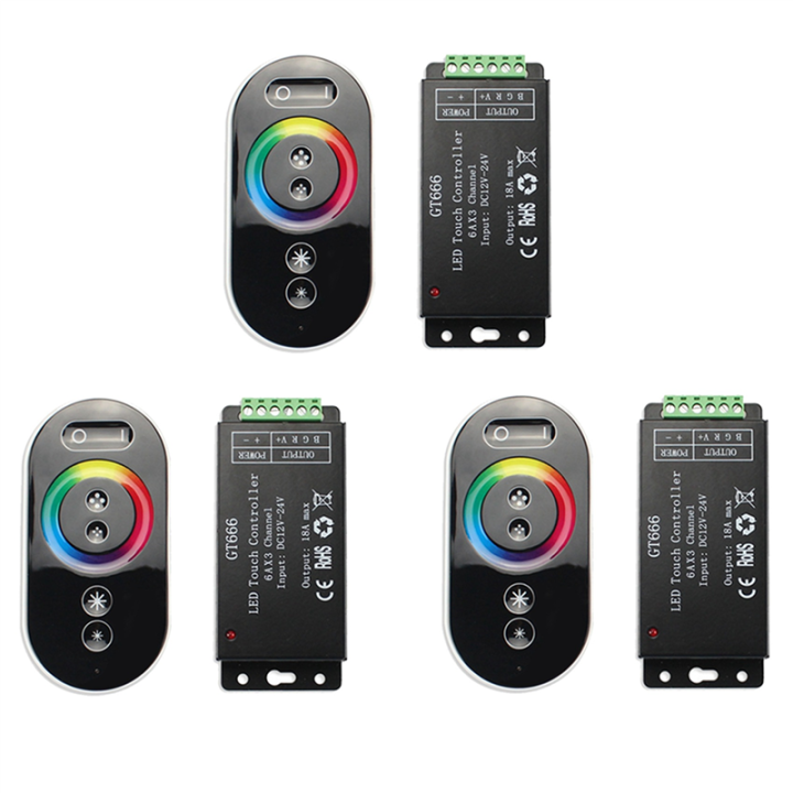 3X GT666 RGB LED LED Strip Controller Wireless Touch Remote DC 12V 24V ...