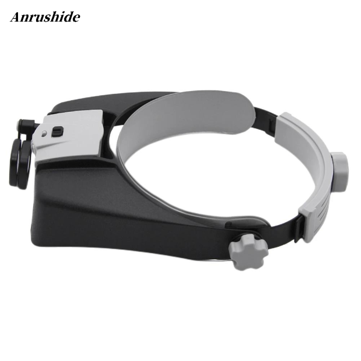 Anrushide Repair, magnifier illuminated headband adjustment wearable magnifier with Original head light LED2 with a magnifying glass for reading jewelry watches