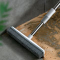 Rubber Broom Carpet Rake With Squeegee Long Handle For Pet Hair Fur Remover Broom For Fluff Carpet Hardwood Floor No Scratch. 