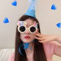 Cute Party Supplies  Accessories Hat Shape Photo Booth Props Girls Birthday Eyewear Round Frame Kids Eyeglasses Funny Photo Props Happy Birthday Glasses Children Sunglasses Birthday Party Decorations. 