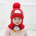 New Cartoon Penguin Kids Hat Scarf Set Thick Keep Warm Kids Earmuffs Cap with Earflaps Baby Ear Protection Hat Winter. 