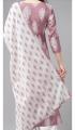 White & Pink Printed Kurta with hand block palazzo and Dupatta. 