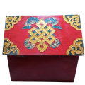 Tibetan Wooden Box, Carved and Painted/ jewelry box. 