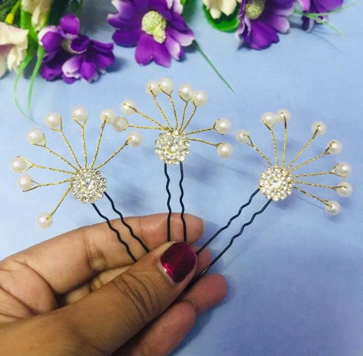Star Design Hair Clip / Latest Design Hair Clip /juro Clip /  Pearl Design Hair Clip For Women - Set OF 3