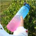 1pc 1000ml Large Capacity Gradient Water Bottle,Water Bottle Straw 1 Litre Leakproof with Time Marker, Sports Fiess. 