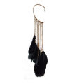 【Happy LifeStore】SUKI Bohemian Colour Feather Ear Hook Clip on Earrings Without for Long Tassels Cuff Earring Jewelry. 