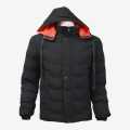Black Polyester Full Sleeve Front Pocket Design Puffer Jacket For Men. 