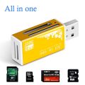 All in One - USB 2.0 SD USB Card Reader for SD, SDHC, Mini SD, Micro SD, MS and M2 memory cards. 