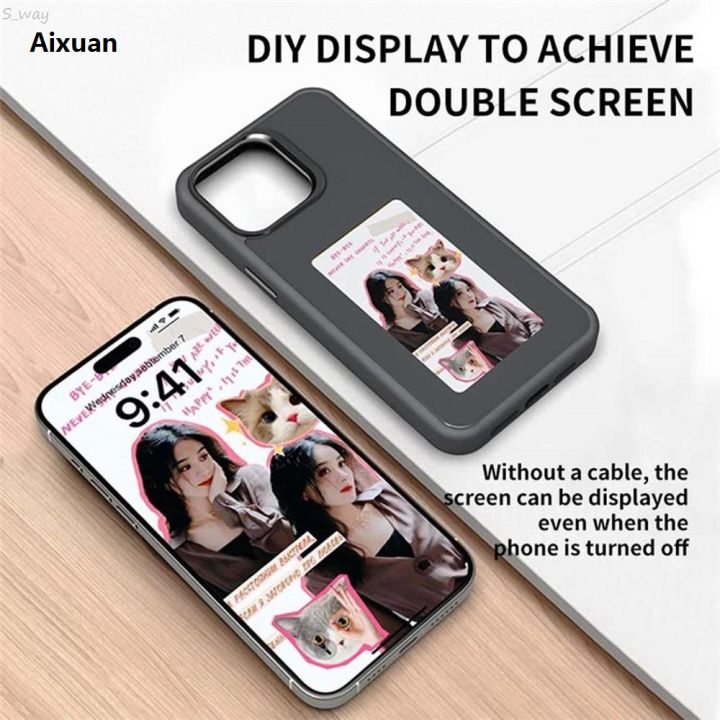 Aixuan S_way NFC Display Screen APP Smart Phone Case For iphone 16 15 14 13 New Pro Max DIY Phone Covers With Protector Back Fundas Battery Free