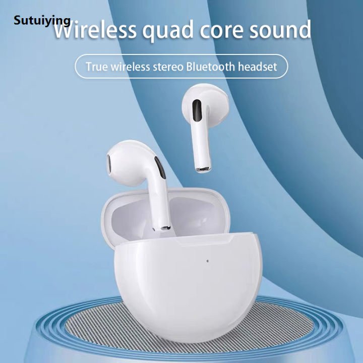 Sutuiying Air Pro 6 TWS Fone Bluetooth Earphones Wireless Headphones with Luxury Mic Touch Control Wireless Bluetooth Headset Pro 6 Earbuds