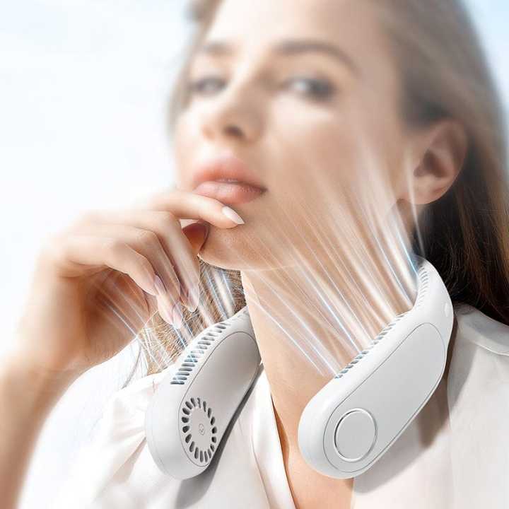 Mini Neck Fan Portable Bladeless Hanging Neck Rechargeable Air Cooler 3 Speed Mini Summer Sports Fan Outdoor