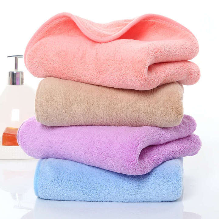 Warp%20Knitted%20Coral%20Fleece%20Color%20Stripe%20Square%20Absorbent%20Non-Shedding%20Baby%20Hand%20Household%20Face%20Towel%20-%20Image%204