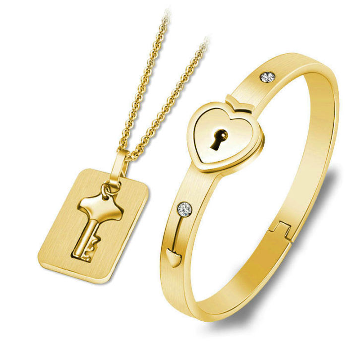 New%20specials%20Black%20Heart%20Bracelet%20Choker%20Set%20Jewelry%20Stainless%20Steel%20Key%20Pendant%20Necklace%20Women%20Men%20Lover%20Couples%20Valentines%20Day%20Gift%20-%20Image%204