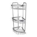 3 Layer Aluminum Bathroom Corner Shelves Large Capacity Shower Shelf Rack Organizer with Hooks. 