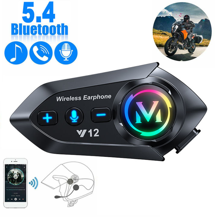 2025 NEW Y12 Motorcycle Helmet Headset Bluetooth 5.4 Motorcycle Wireless Hands-on Talking Headset Waterproof Moto Headphone