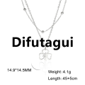 Difutagui Cazador Dog Cat Four Leaf Clover Pendant Necklace for Women Stainless Luxury Steel Compass Angel Choker Double Chain Neck Jewelry 2024. 