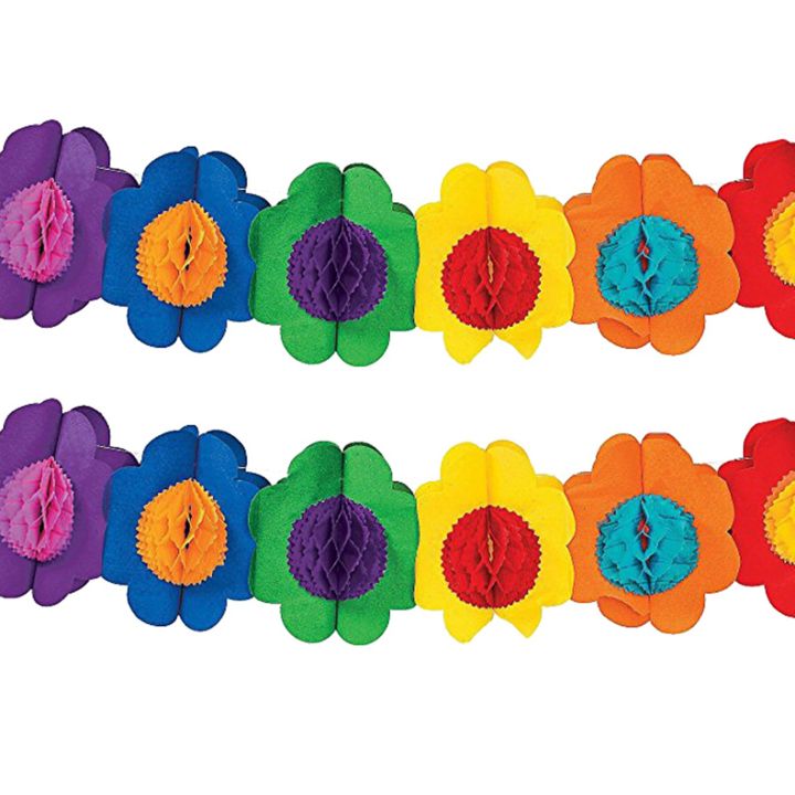 OYPFXMI 2X Paper Garland Decorations, Mexican Banner Hibiscus Garland Flower Banner Tropical Paper Flowers