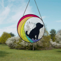 Moon Dog Painted Stained Glass Panels Suncatchers, Acrylic Window Wall Hanging Ornament for Bedroom Living Room Balcony Easy to Use. 