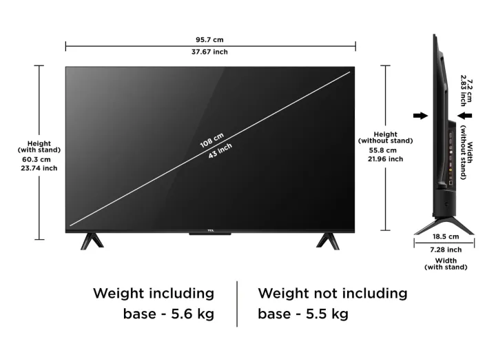 TCL%20108%20cm%20(43%20inches)%20Metallic%20Bezel-Less%20Series%204K%20Ultra%20HD%20Smart%20LED%20Google%20TV%2043V6B%20(Black)%20-%20Image%205