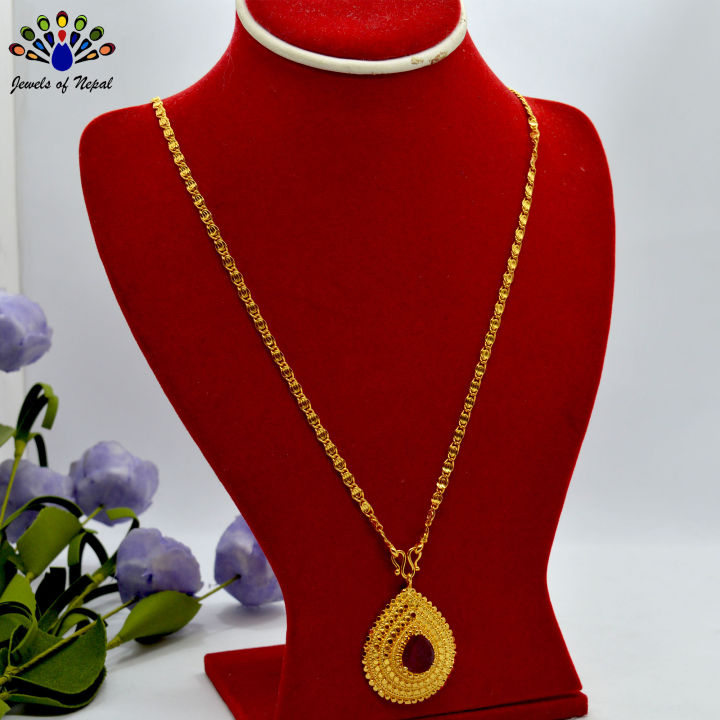 Jewels%20of%20Nepal%20Gold%20Plated%20Chain%20&%20Drop%20Stoned%20Locket%20for%20Women%20-%20Image%203