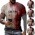 DESCENTE Spooky Shirt Unisex Halloween Bloodstain Print T-shirt for Party Cosplay Round/v Neck Short/long Sleeves Hot Summer Days Fall Top. 