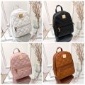 Fashion Solid color Lingge Backpack Handbag Travel Bag PU Backpack Storage Bag Small School Bag Students. 