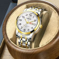 【Best Sellers】Swiss Genuine Movement for Middle-aged Elderly, Gift for Men, Dual Calendar, Digital, Waterproof, Thin Fashion Steel Men's Watch [Top-notch quality]. 