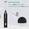 Rechargeable Milk Frother Handheld Foam Maker With Stainless Whisk For Cappuccino, Latte, Bulletproof Coffee, Keto Diet, Protein Powder. 