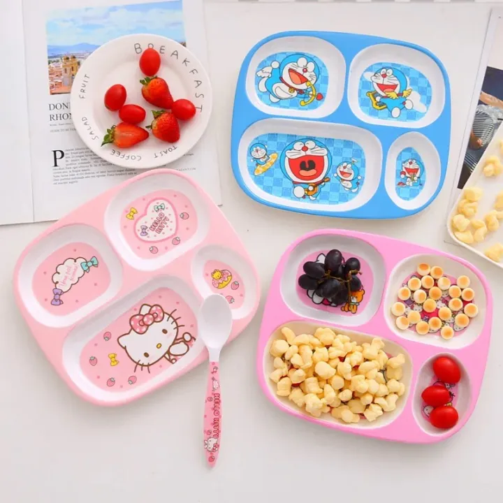 Masala%20Beads%20Cute%20Hello%20Kitty%20Cartoon%20Four%20Grid%20Platter%20Plate%20Children's%20Dinner%20Tableware%20Set%2022*24cm%20-%20Image%203